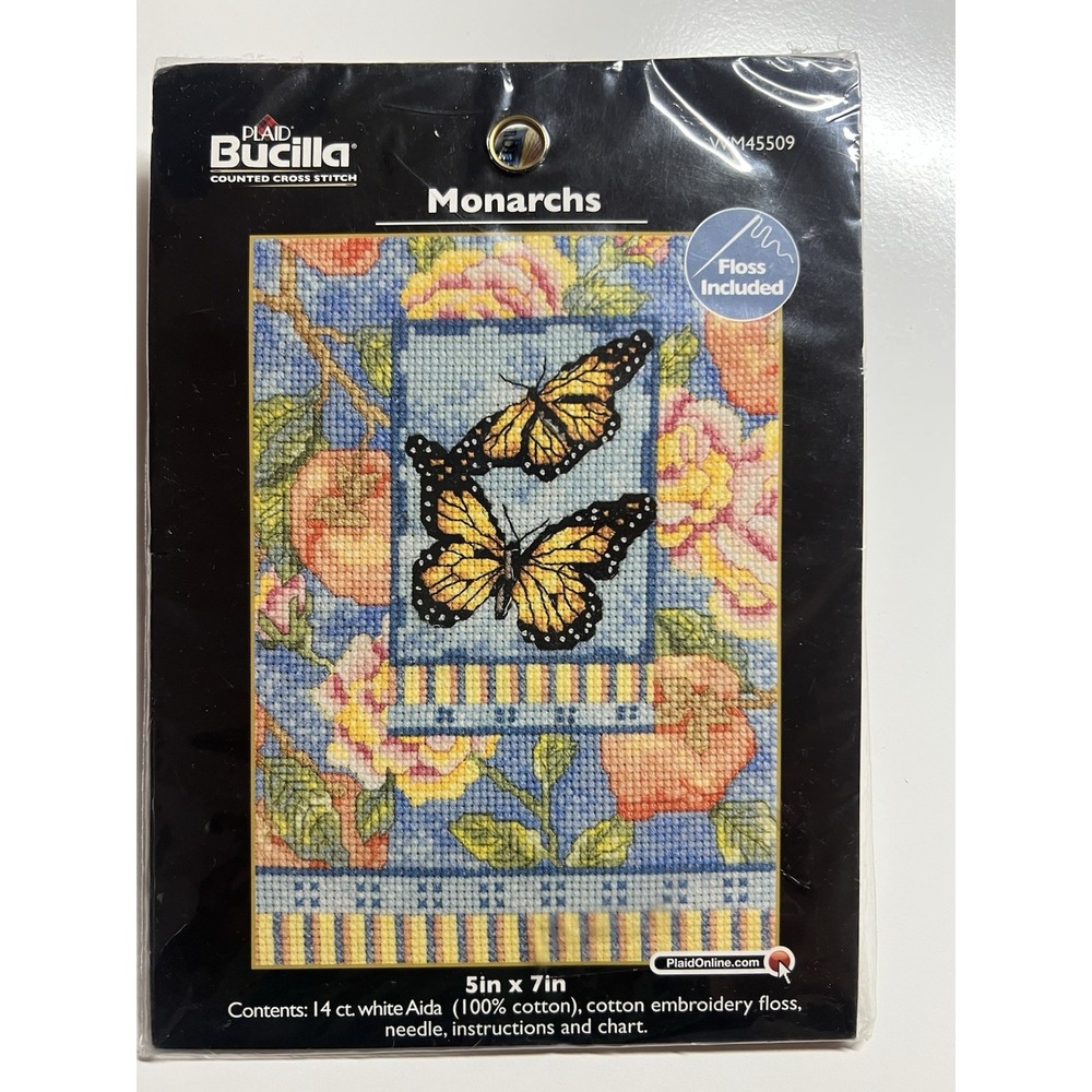 2010 Plaid Bucilla MONARCHS #WM45509 Counted Cross Stitch Kit 5" x 7"